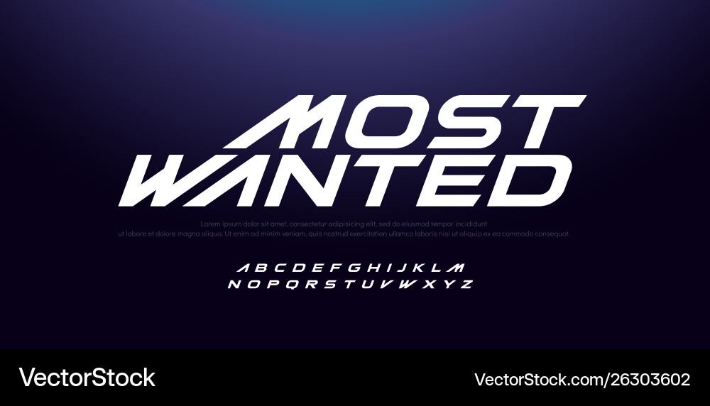 Modern Racing Font - Dynamic Typography vector image