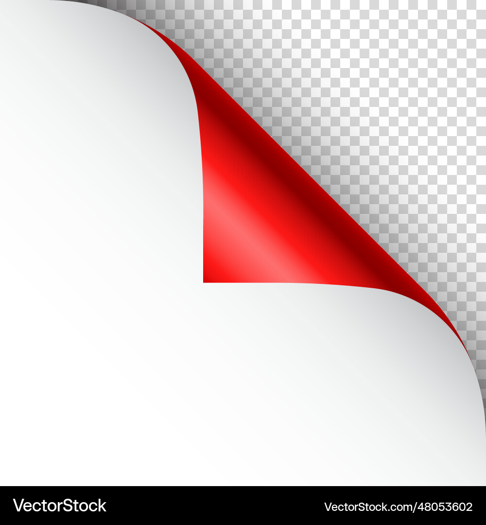 Red paper curl curled page corner with shadow Red paper curl curled page corner with shadow vector image