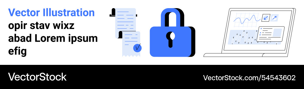 Secure data management with lock symbol laptop Secure data management with lock symbol laptop Vector Image
