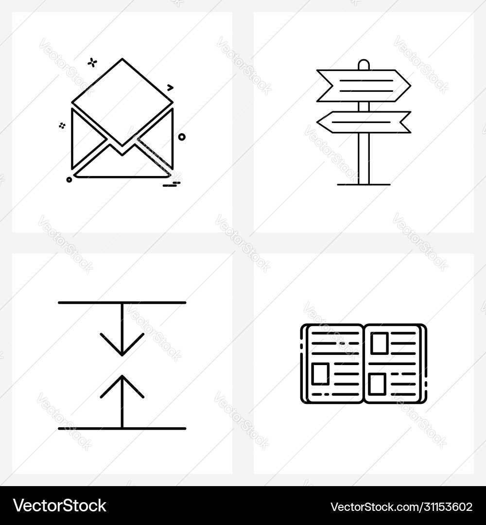 Set 4 modern line icons message move email vector image