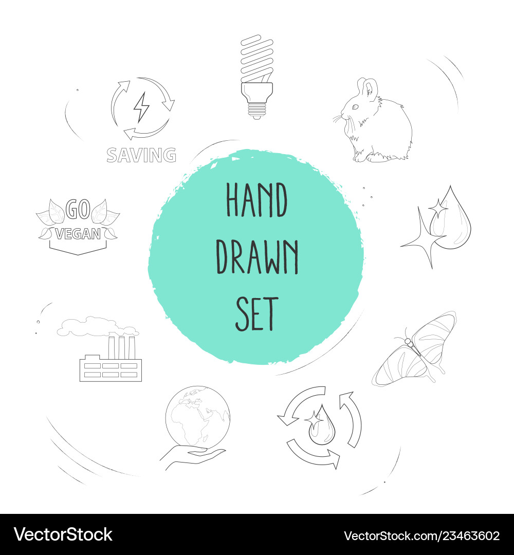 Set of ecological icons line style symbols with go Vector Image