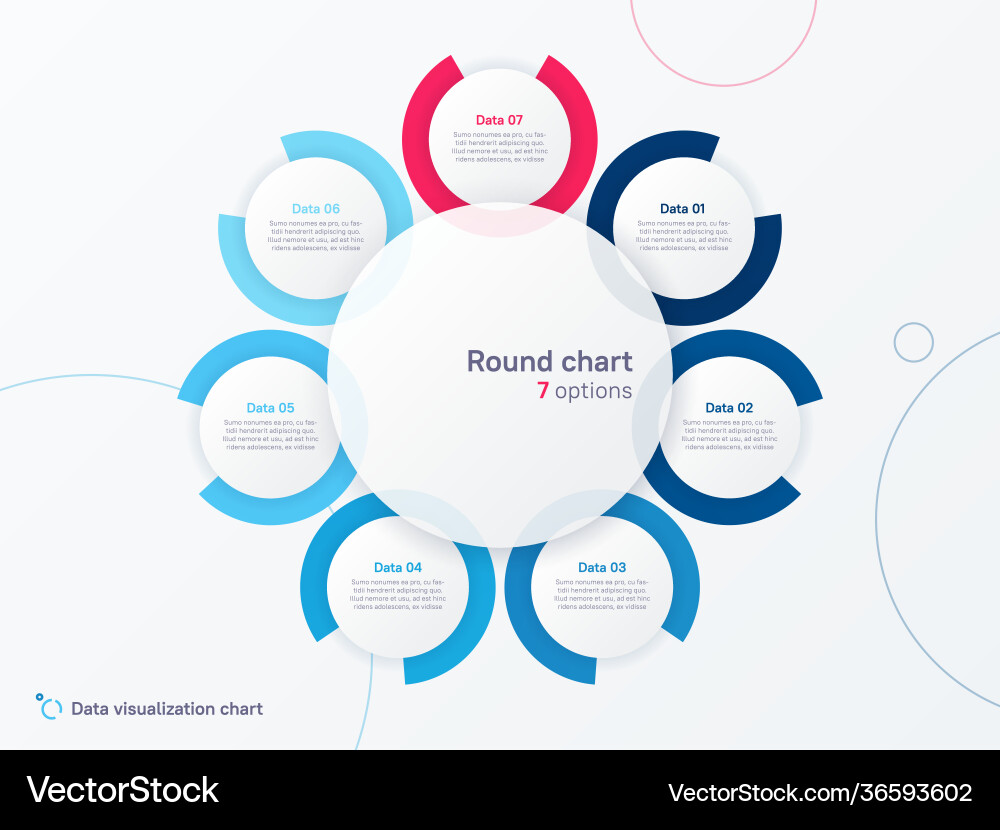 Seven Part Round Infographic Chart vector image