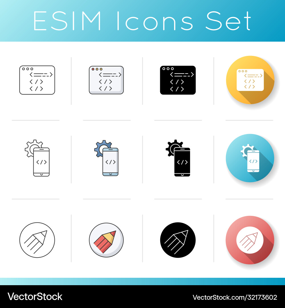 Software developer elements icons set Software developer elements icons set vector image