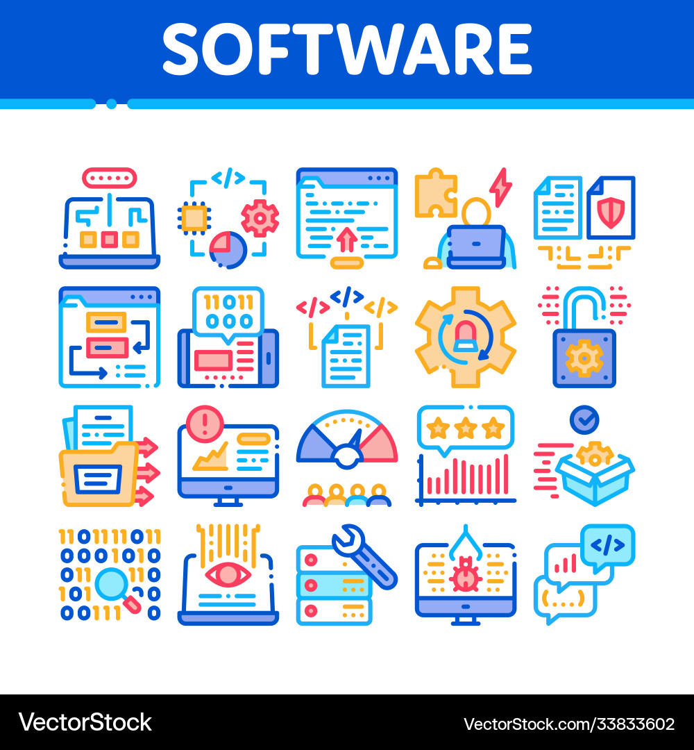 Software testing and analysis icons set Software testing and analysis icons set Vector Image