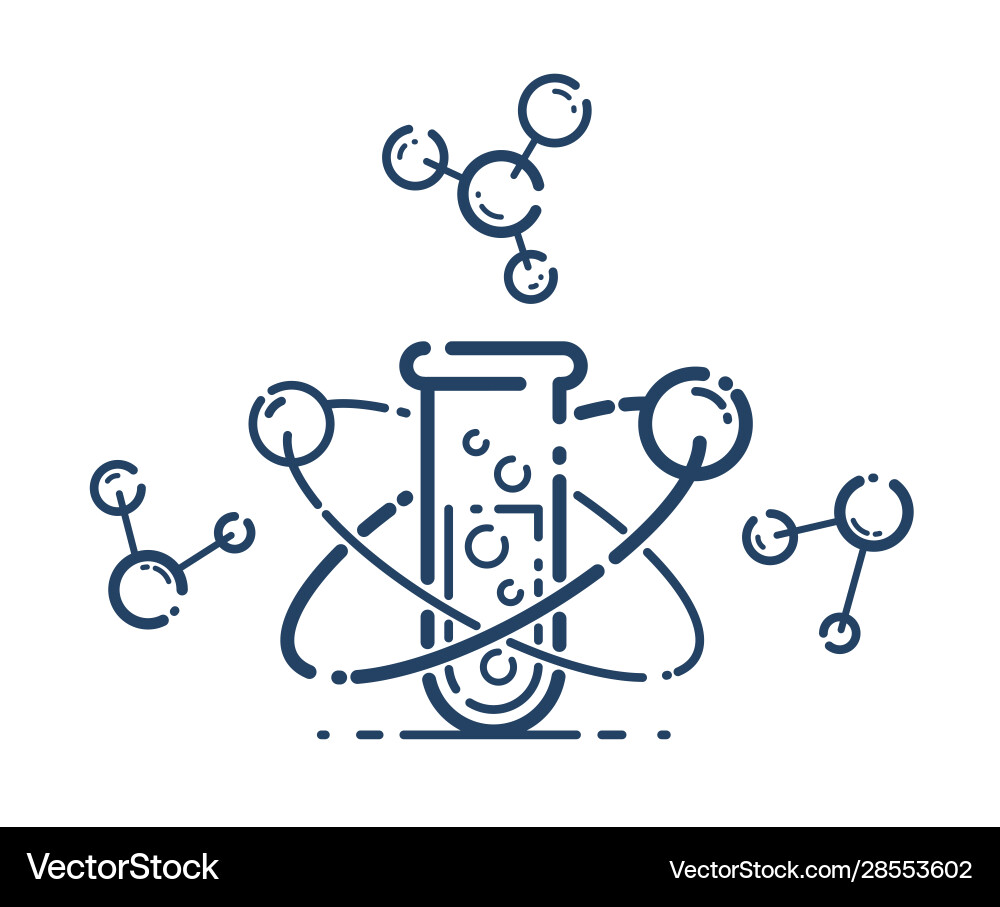 Test tube and molecule connection simple linear Test tube and molecule connection simple linear vector image