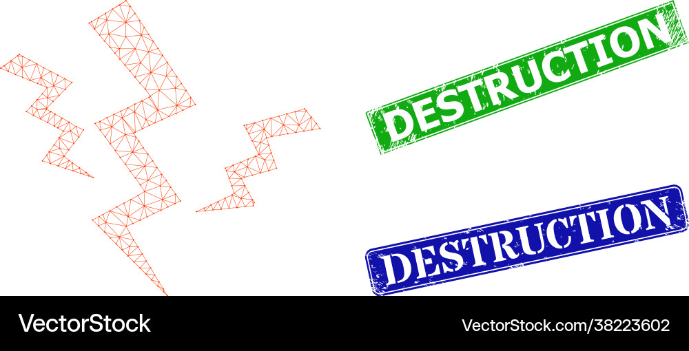 Textured destruction seals and triangular mesh Textured destruction seals and triangular mesh Vector Image