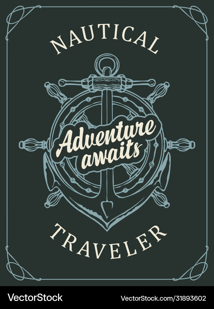Travel banner with anchor helm and inscription Travel banner with anchor helm and inscription vector image