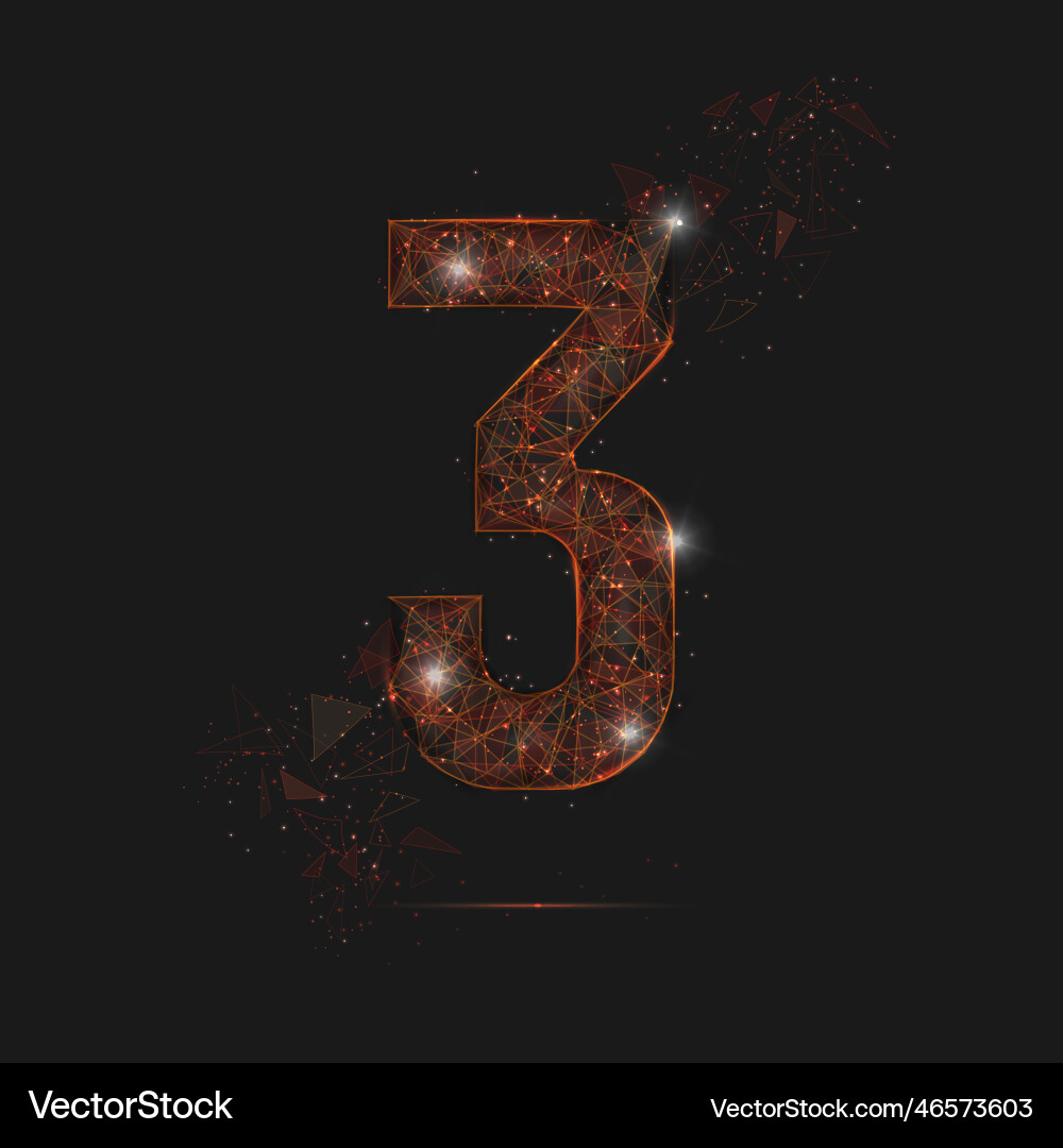 Abstract isolated orange image of a number three Abstract isolated orange image of a number three vector image