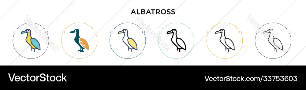 Albatross icon in filled thin line outline Vector Image