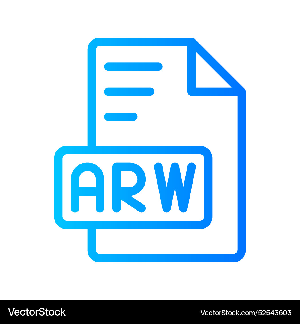 Arw document file picture gradient icon format Arw document file picture gradient icon format vector image