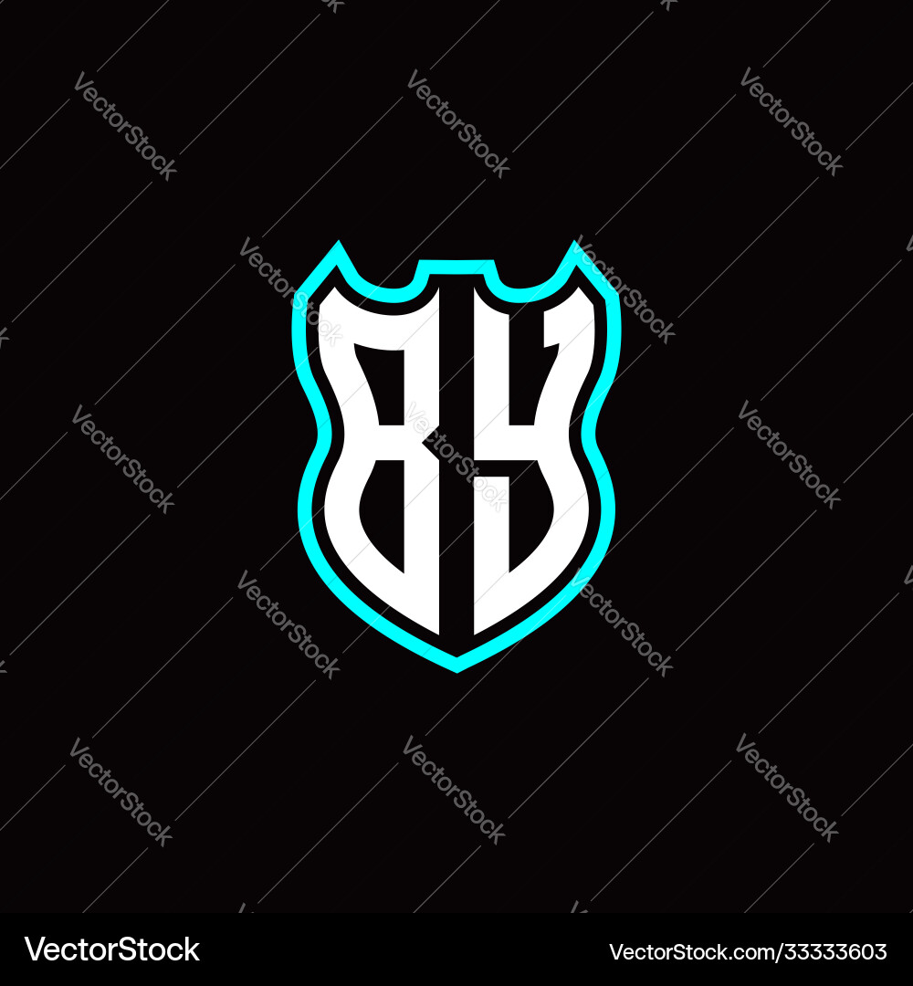 B y initial logo design with shield shape B y initial logo design with shield shape vector image