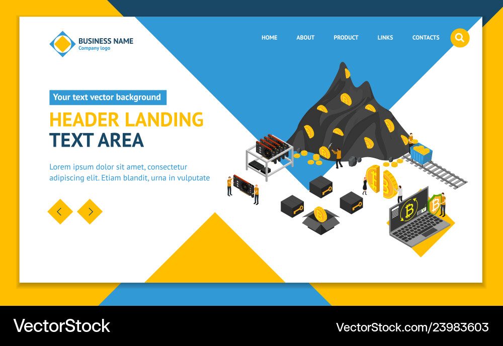 Bitcoin mining concept landing web page template Bitcoin mining concept landing web page template vector image