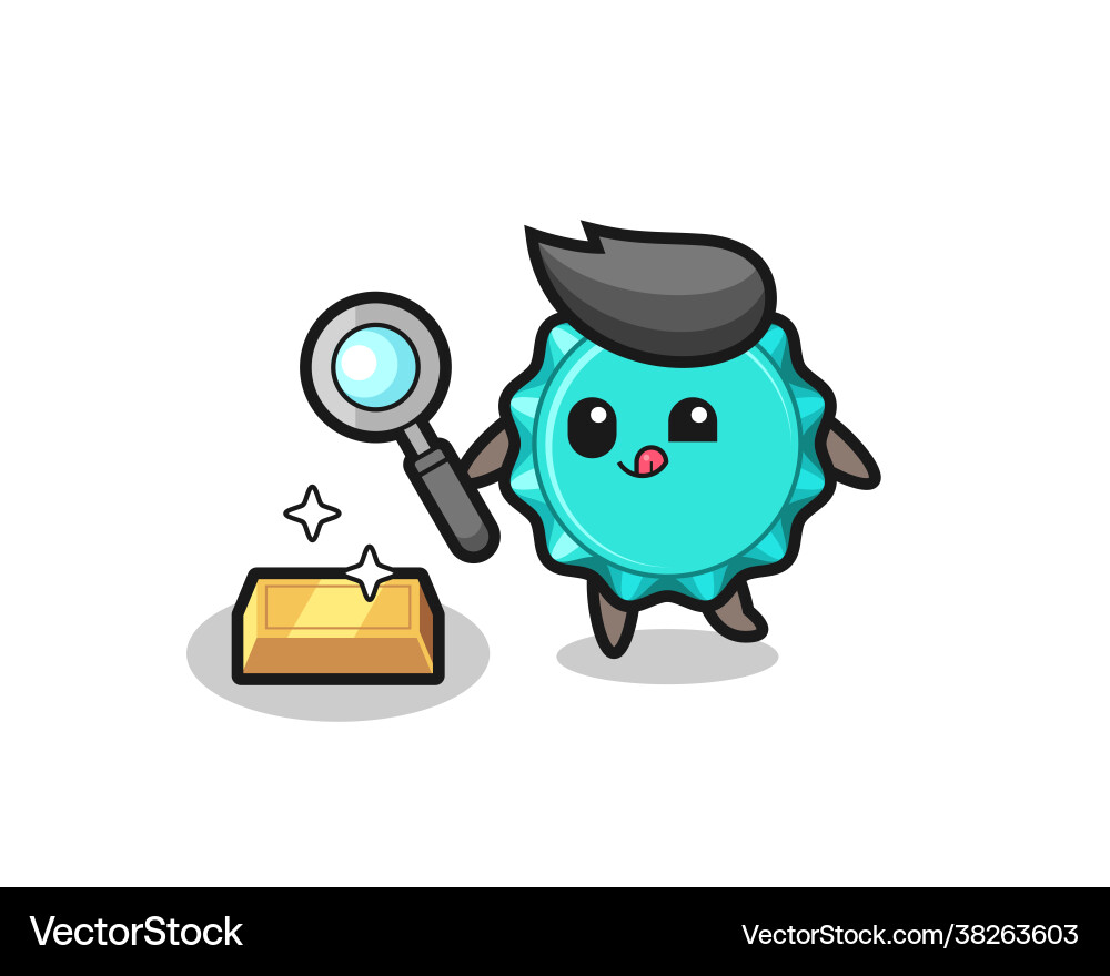 Bottle cap character is checking authenticity Bottle cap character is checking authenticity vector image