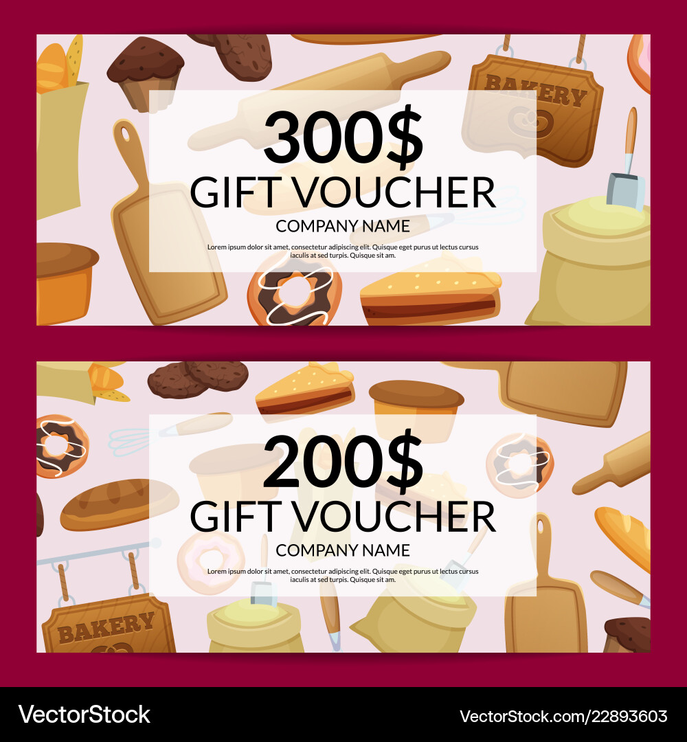 Cartoon bakery discount or gift Cartoon bakery discount or gift Vector Image