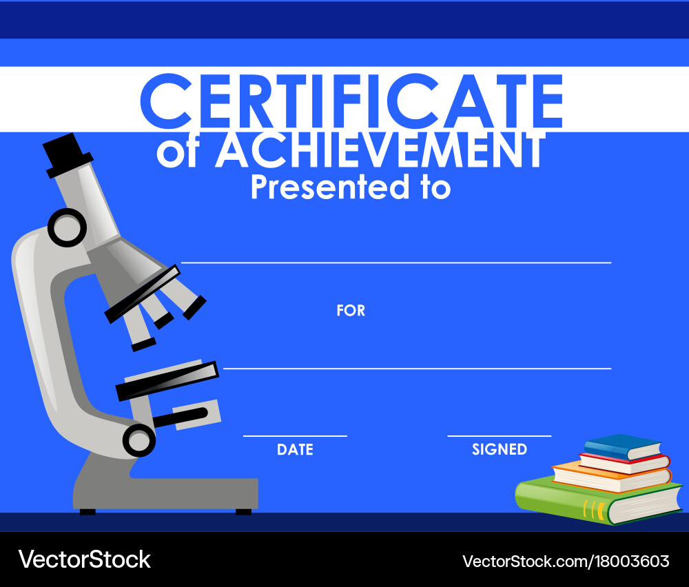 Certificate template with microscope and books vector image