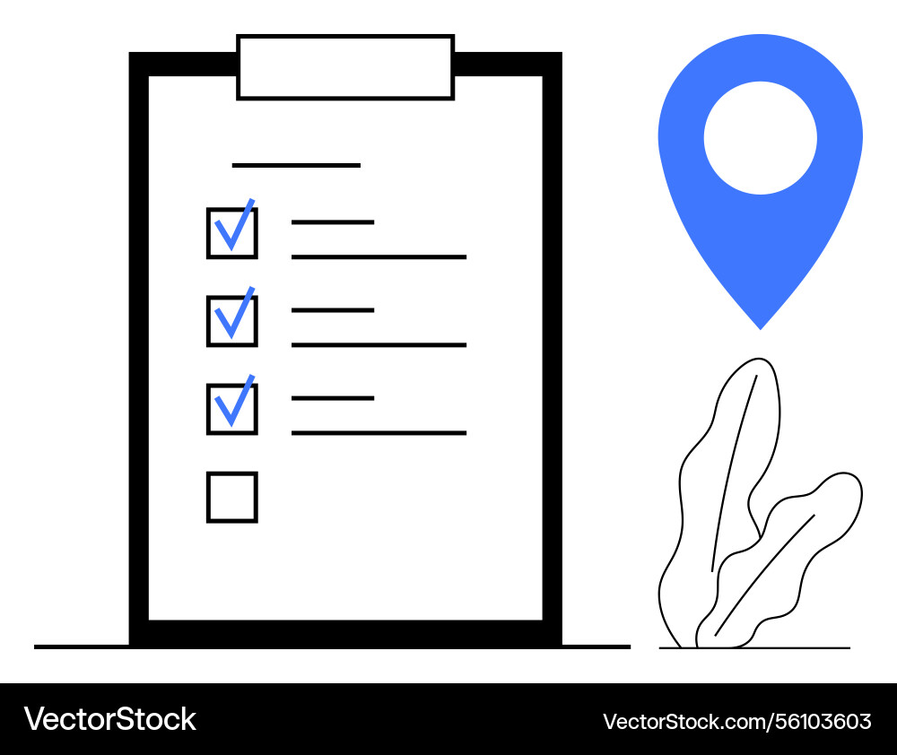 Checklist with location pin and leaf elements Checklist with location pin and leaf elements vector image