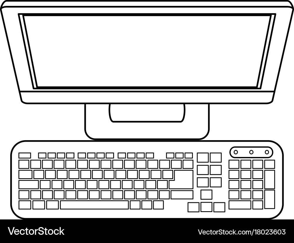Computer monitor keyboard with blank screen vector image