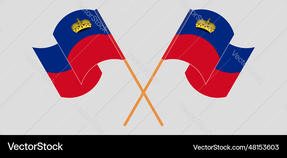 Crossed and waving flags of liechtenstein Vector Image