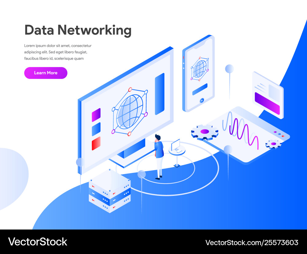 Data Networking Isometric Concept vector image