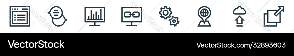 Development line icons linear set quality Development line icons linear set quality vector image