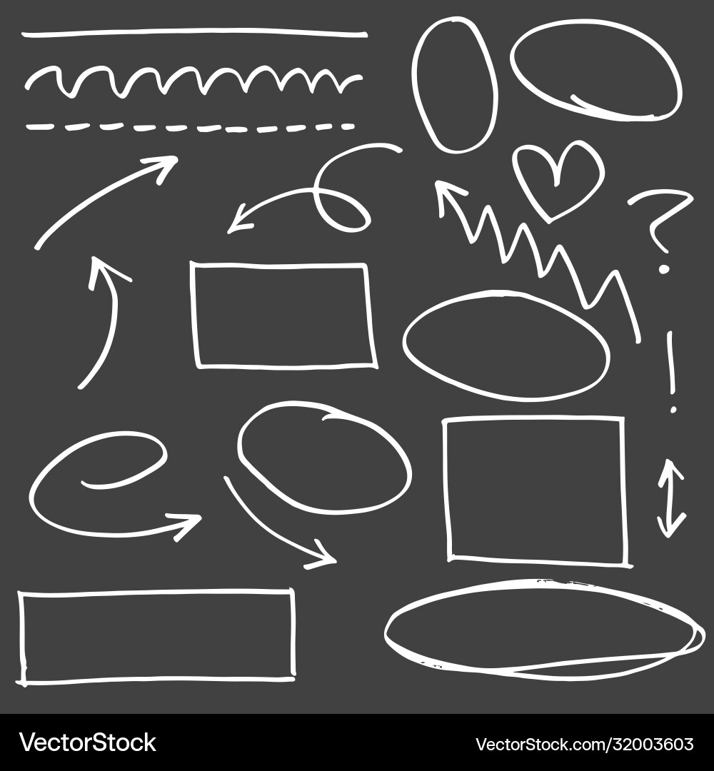 Doodle design element lines arrows check vector image