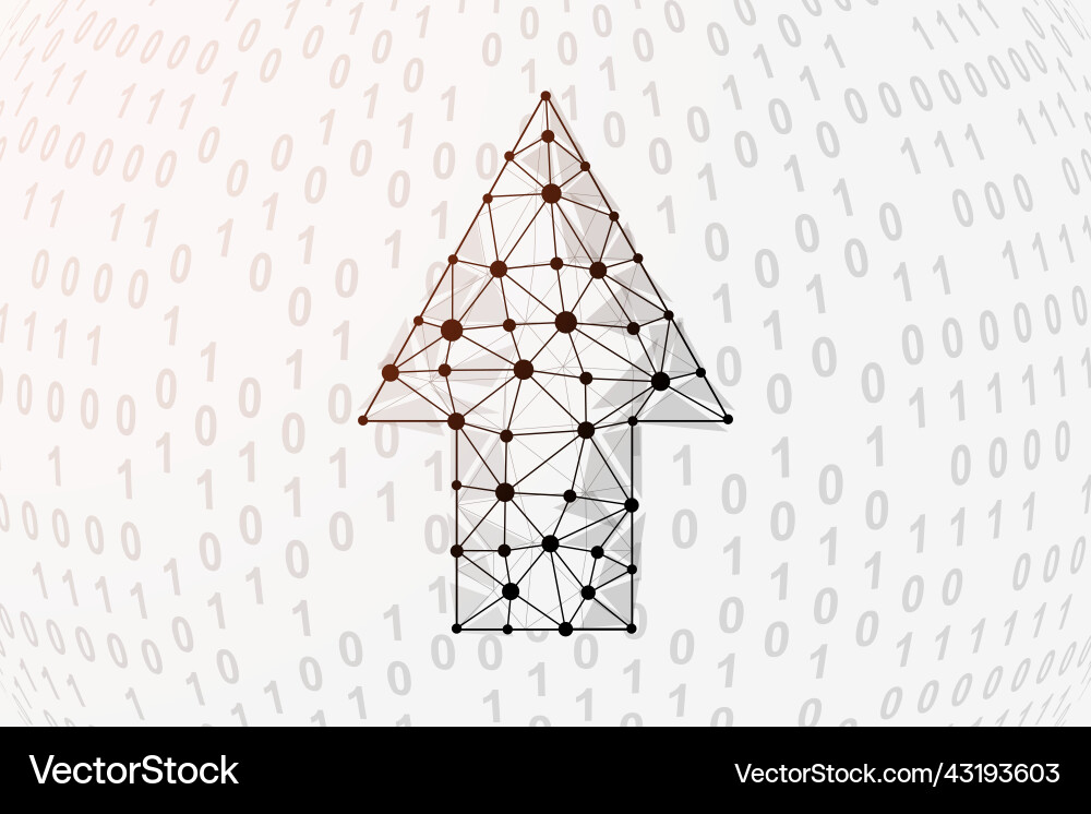 Hoch Pfeil 3d low Poly Symbol mit binären Code Hoch Pfeil 3d low Poly Symbol mit binären Code Vektorbild