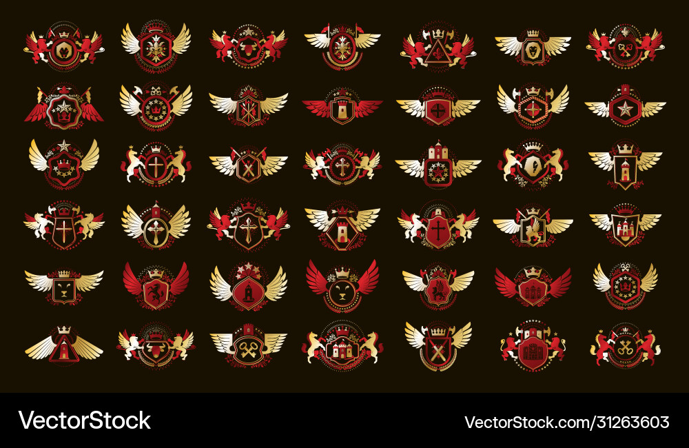 Klassische Stil Embleme große Set alte heraldic Klassische Stil Embleme große Set alte heraldic vektorbild