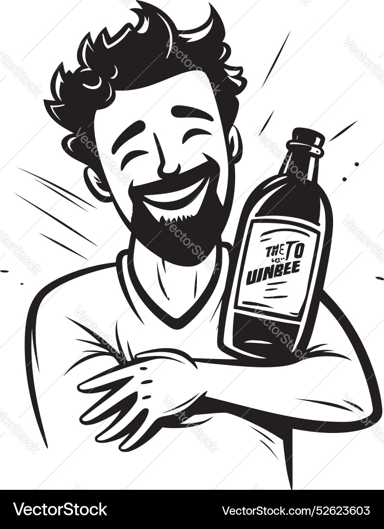 Liquor lover drunken man graphics with alcohol Vector Image