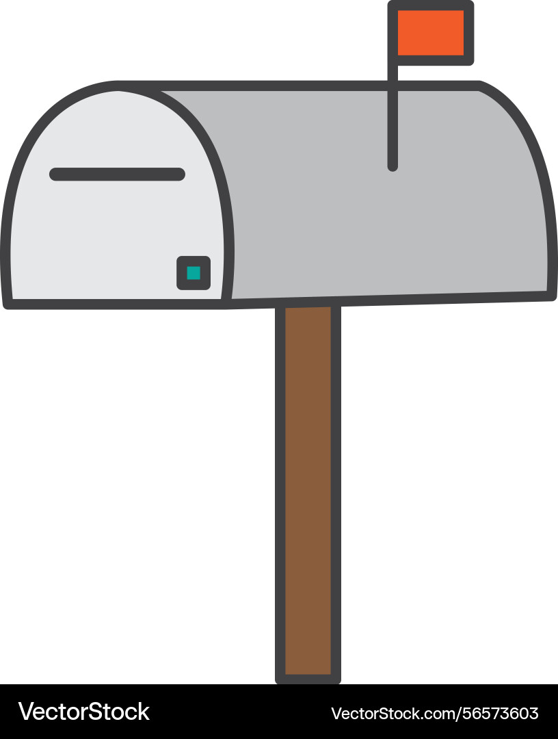 Mailbox with red flag up Vector Image