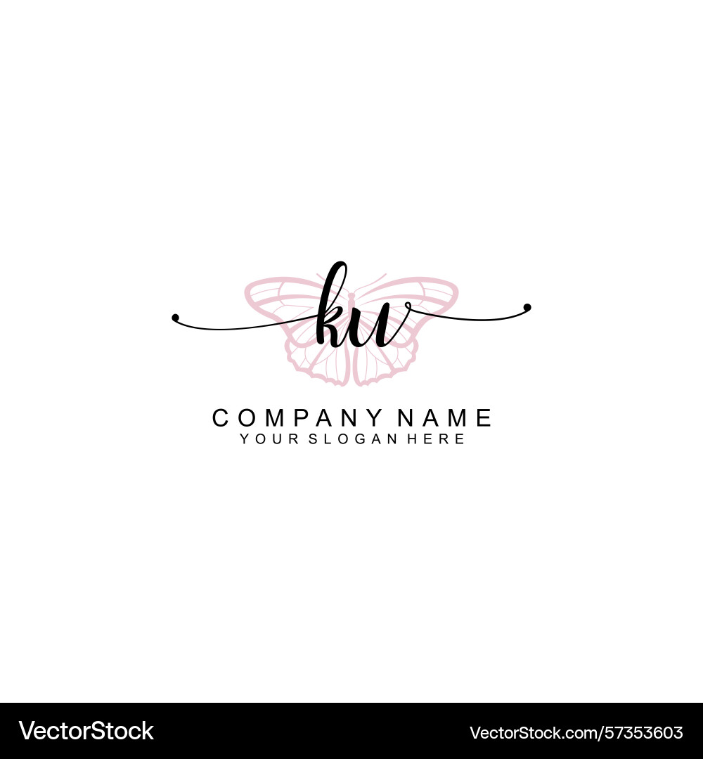 Minimalist handwritten ku initial logos with soft Minimalist handwritten ku initial logos with soft Vector Image