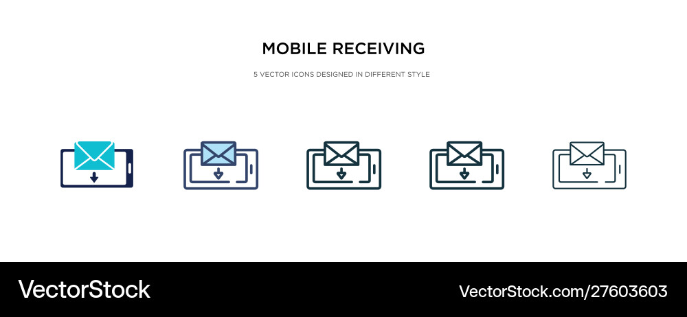 Mobile receiving email icon in different style Mobile receiving email icon in different style vector image