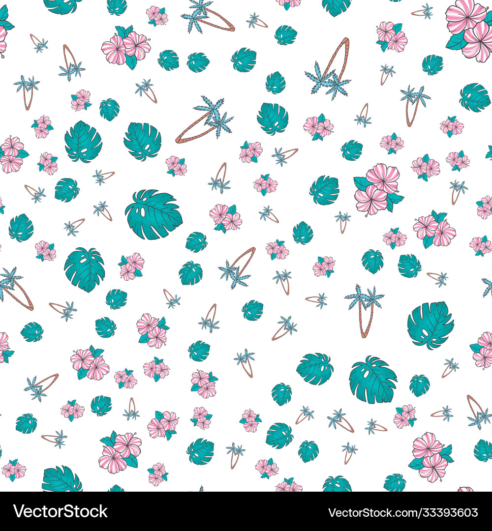 Palm trees seamless pattern on a white background vector image