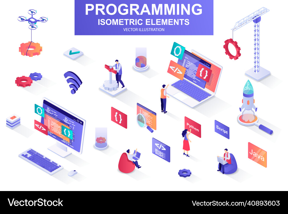 Programming Bündel von isometrischen Elementen vektorbild