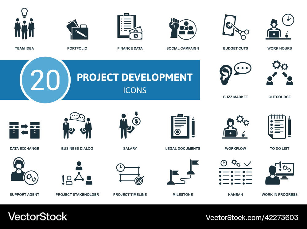 Project development set icon contains Project development set icon contains vector image
