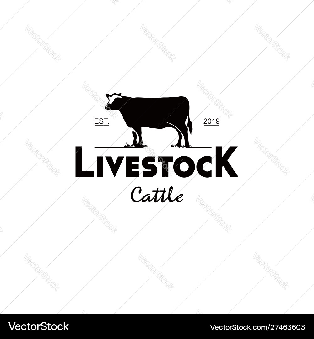 Retro Cattle Logo Template Royalty Free Vector Image