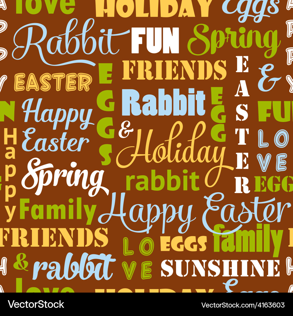 Seamless easter pattern with typography Vector Image
