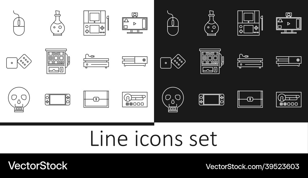 Set line create account screen video game console Vector Image