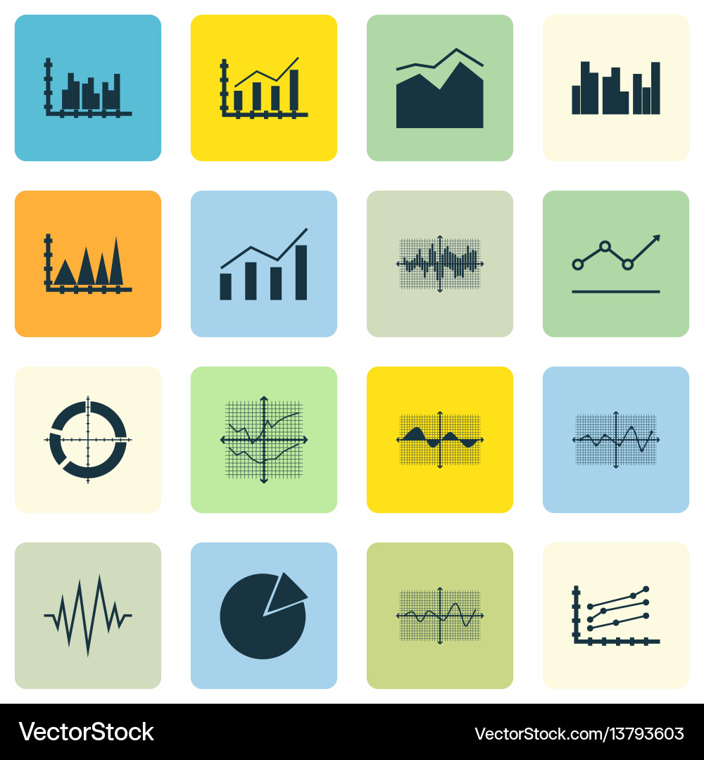 Set of graphs diagrams and statistics icons Set of graphs diagrams and statistics icons vector image