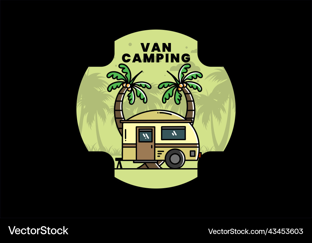 Teardrop camper and coconut tree design Teardrop camper and coconut tree design Vector Image