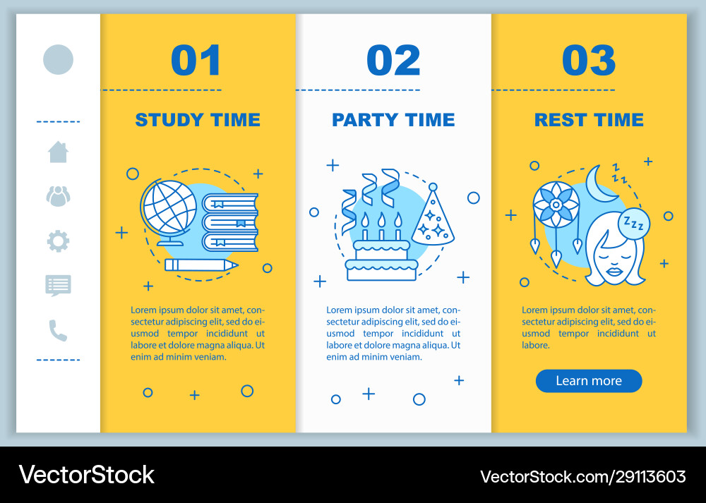 Time management onboarding mobile web pages vector image