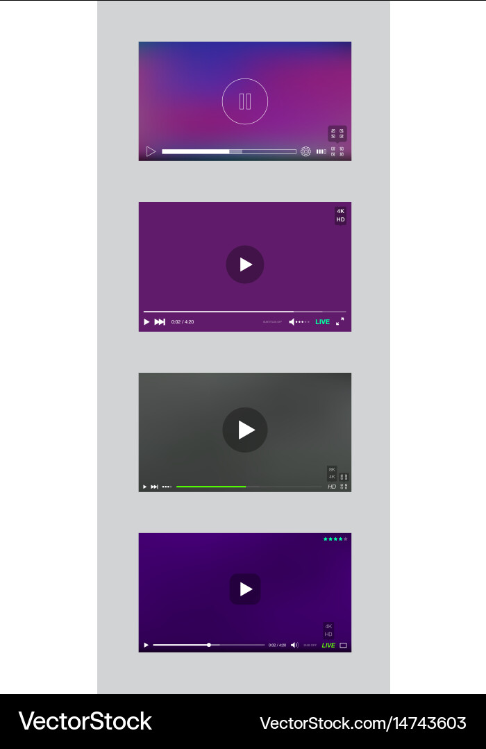 Videoplayer-Fenster mit Menü- und Tastenfeld vektorbild