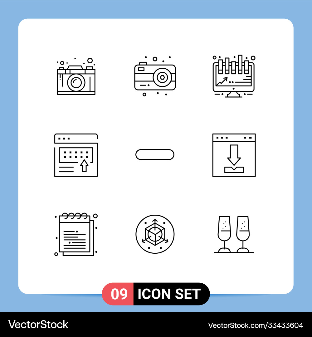 9 universal outlines set for web and mobile Vector Image