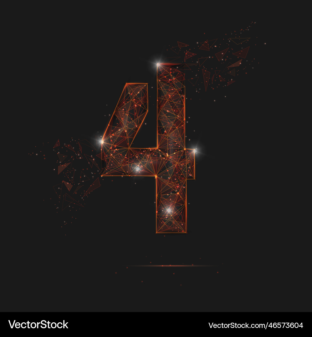 Abstract isolated orange image of a number four Abstract isolated orange image of a number four vector image