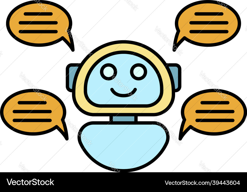 Chat bot four bubble icon color outline Chat bot four bubble icon color outline vector image