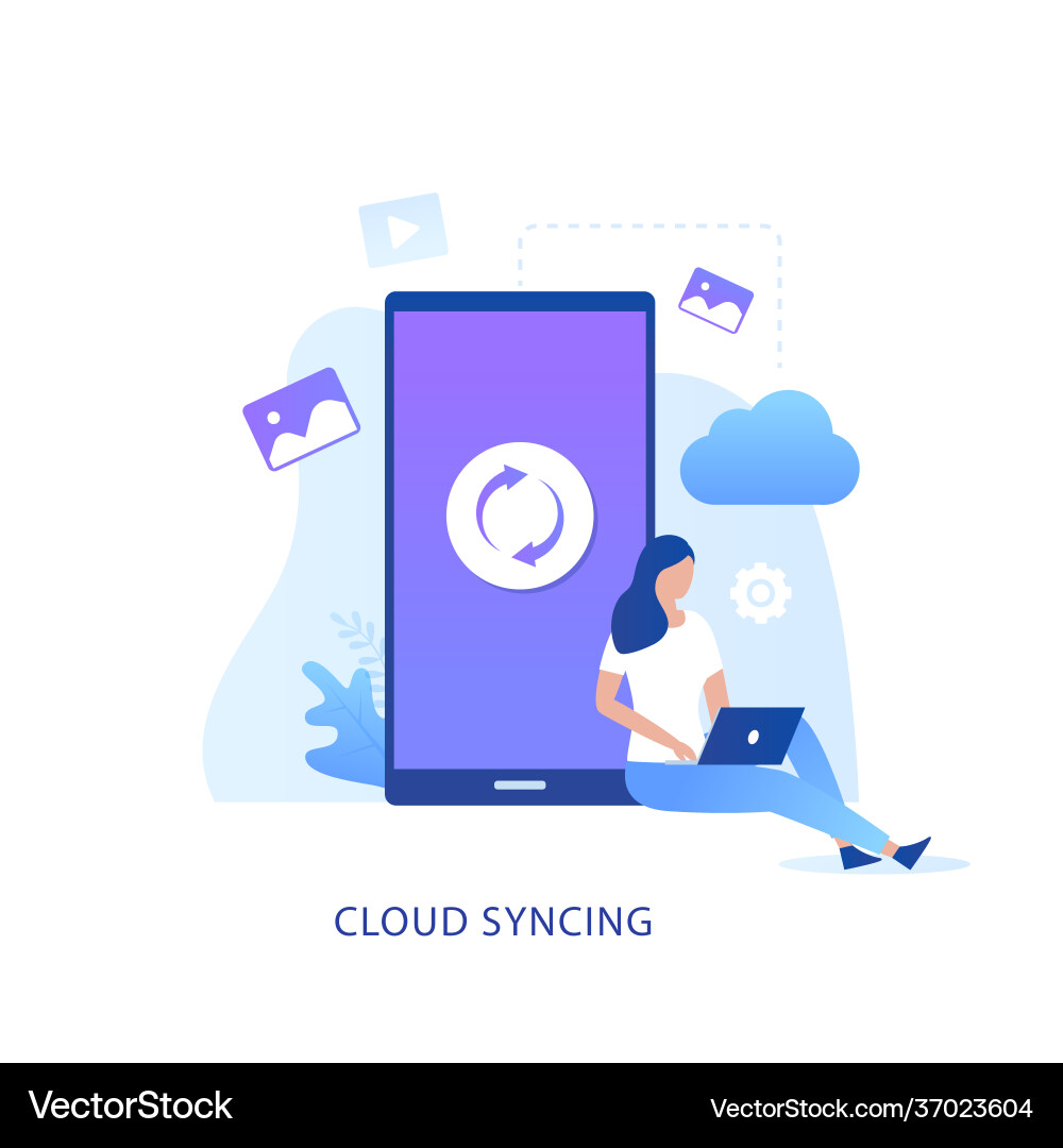 Cloud syncing concept Cloud syncing concept vector image