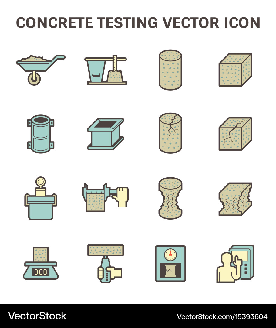 Concrete Testing Icons Set vector image