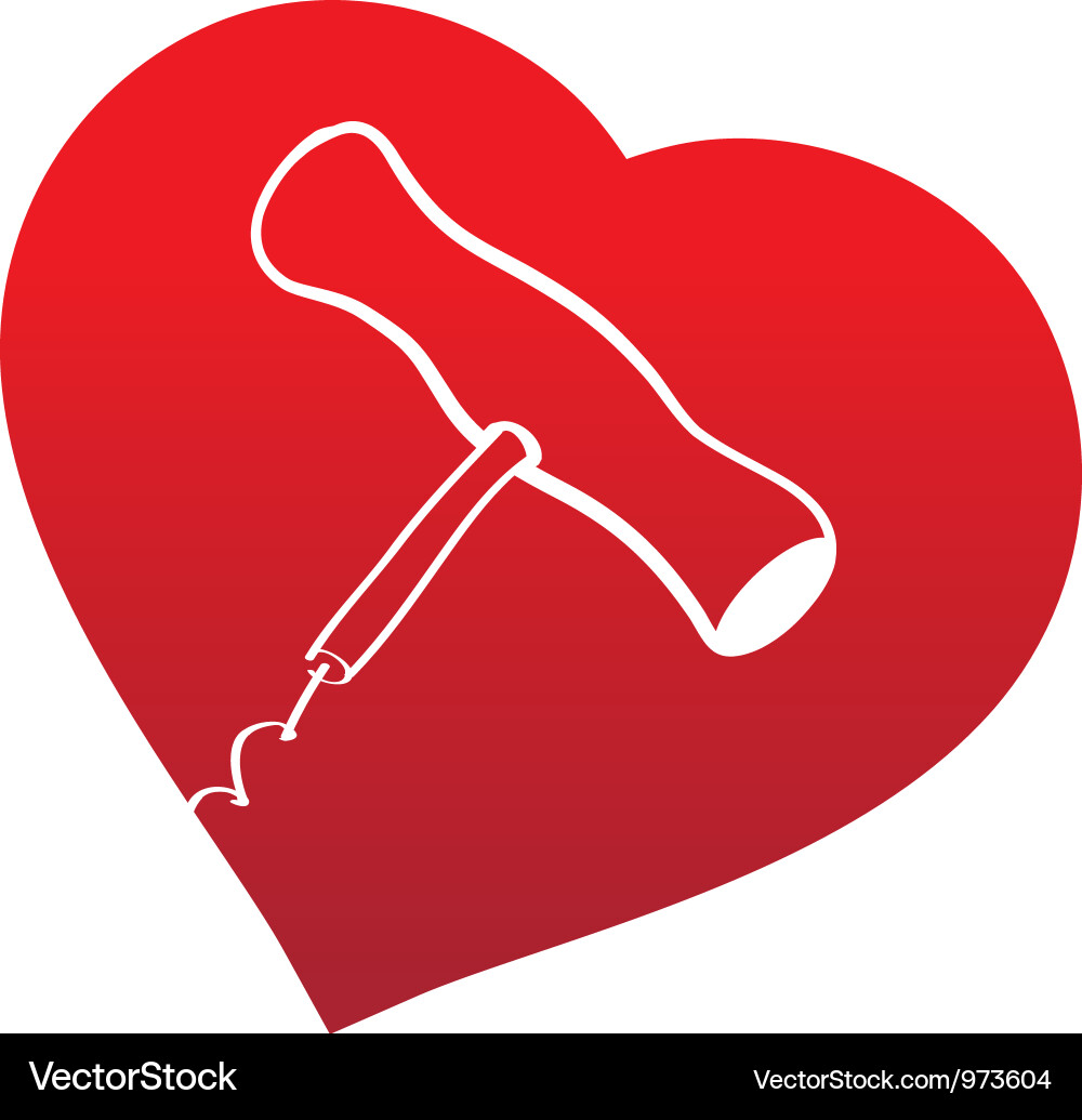 Corckscrew on read heart background Vector Image