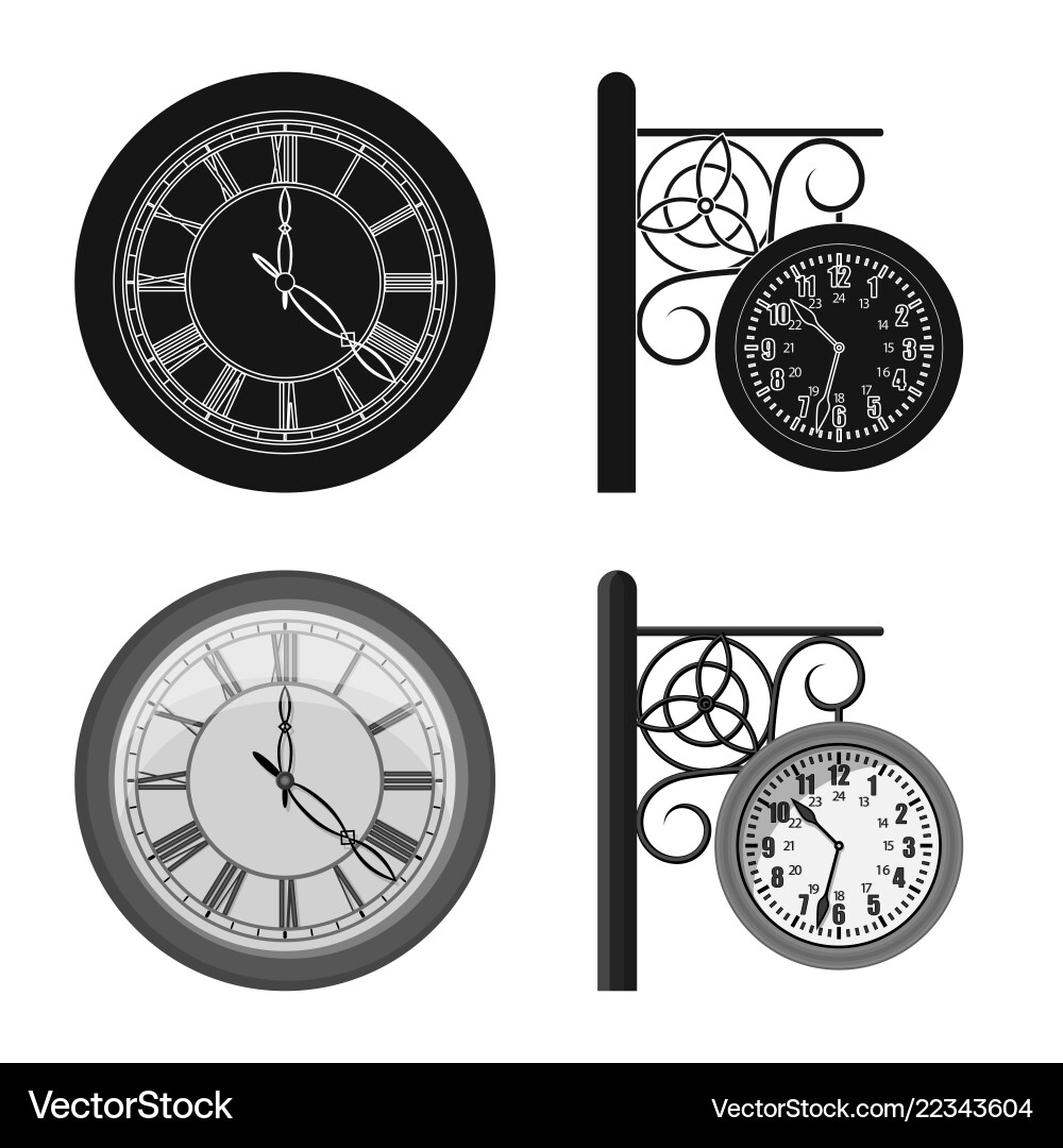 Design of clock and time icon collection Vector Image
