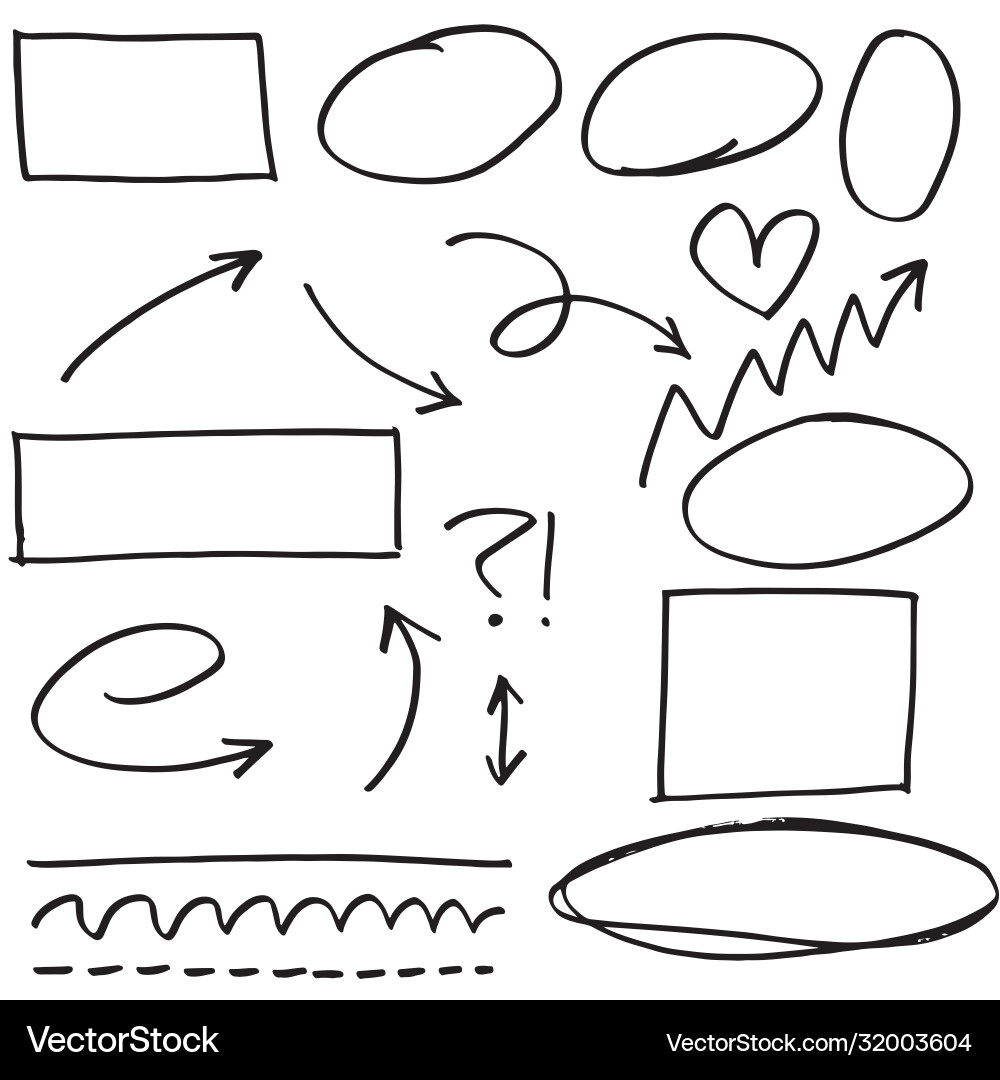 Doodle design element lines arrows check vector image