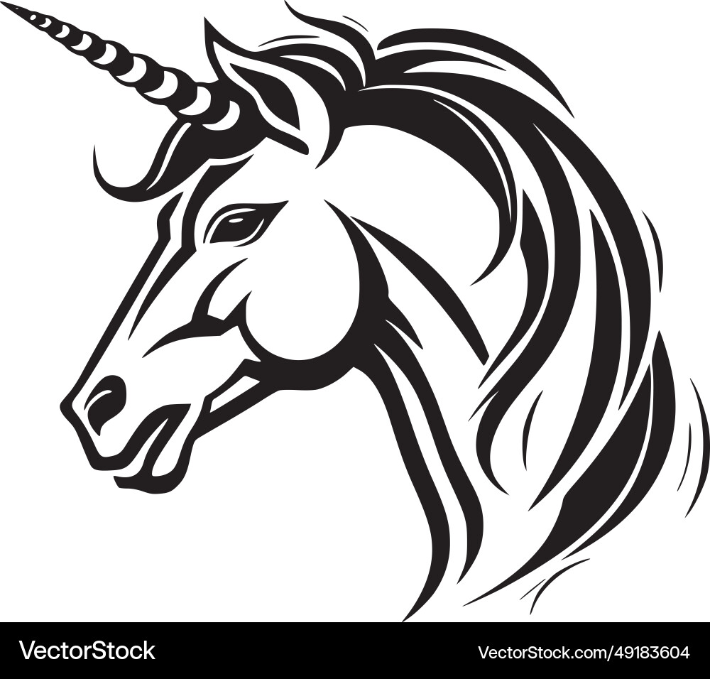 Einhorn - schwarz-weiß isolierte Ikone Einhorn - schwarz-weiß isolierte Ikone vektorbild